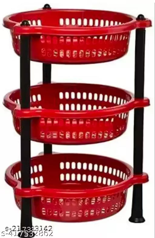 Rack Plastic 3 Layer Trolley Onion Potato Stand for Kitchen Fruit Vegetable Storage Trolley