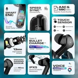 Smart TWS Bluetooth Earbuds with Digital Display | ENC Mic | Touch Control | Type-C Fast Charging | Waterproof | Gaming Mode