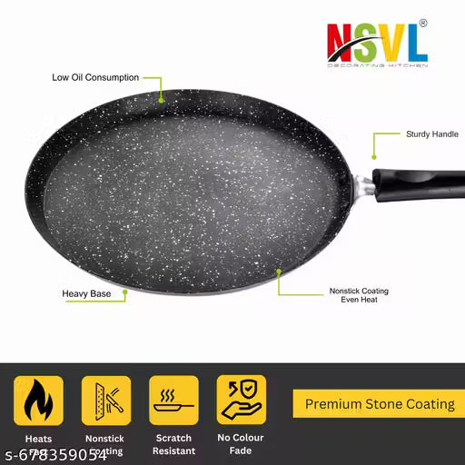 NSVL Non-Stick Dosa Tawa with Handle| Granite Finish | Pfoa Free Tawa 26.5 cm diameter (Aluminium, Non-stick)