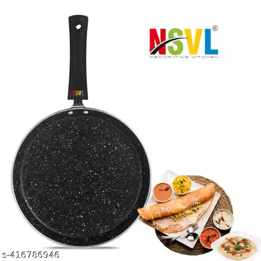 NSVL Non-Stick Coating Flat Dosa Tawa Flat Pan 26.5 cm diameter Granite Finish Best Seller With free Brush