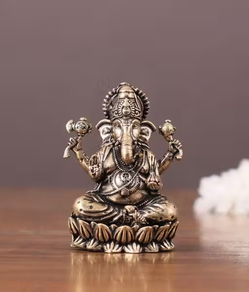 Antique Finish Lord Ganesha Idol for Home Decor, Office Desk, and Spiritual Gifting
