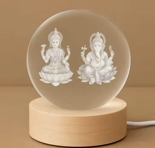 Engraved Laxmiji Ganesh Decorative Light