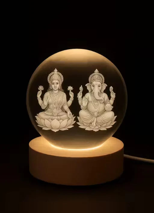 Engraved Laxmiji Ganesh Decorative Light