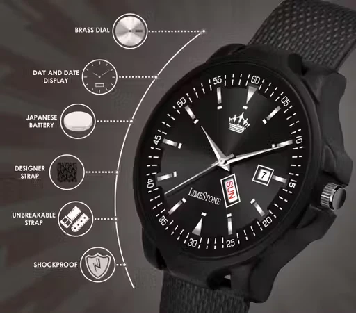 Day and Date Functioning Leather Strap Quartz Analog Watch for Boys/Men - Best Gift Item for Boys/Men