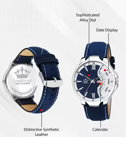Day and Date Functioning Leather Strap Quartz Analog Watch for Boys/Men - Best Gift Item for Boys/Men (Copy)