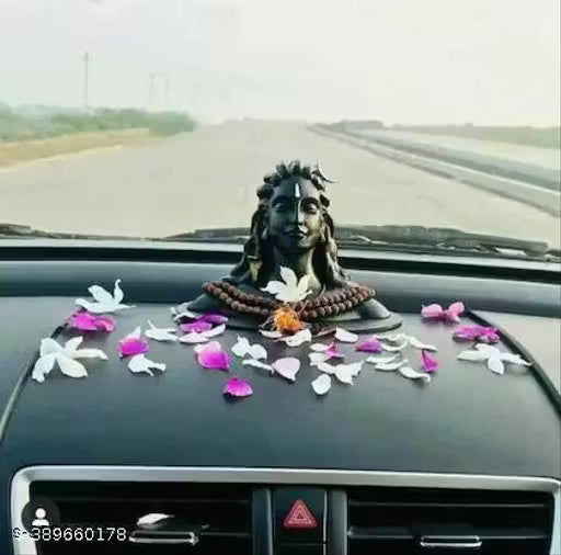 OMAAYA Mahadev Shiva Statue For Car Decorative Showpiece Handcrafted Bholenath Idol for Home or office Adiyogi Murti