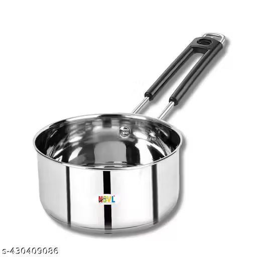 NSVL Stainless Steel Sauce Pan, Tea Pan, Milk Pan Heavy Guage 1.5 litre (Induction and Gas Stove Friendly), Silver