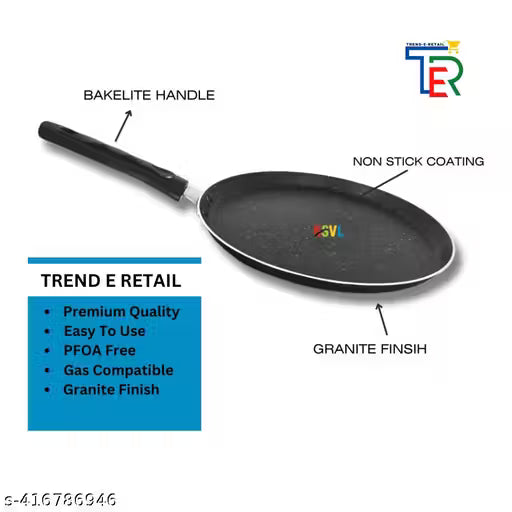 NSVL Non-Stick Coating Flat Dosa Tawa Flat Pan 26.5 cm diameter Granite Finish Best Seller With free Brush