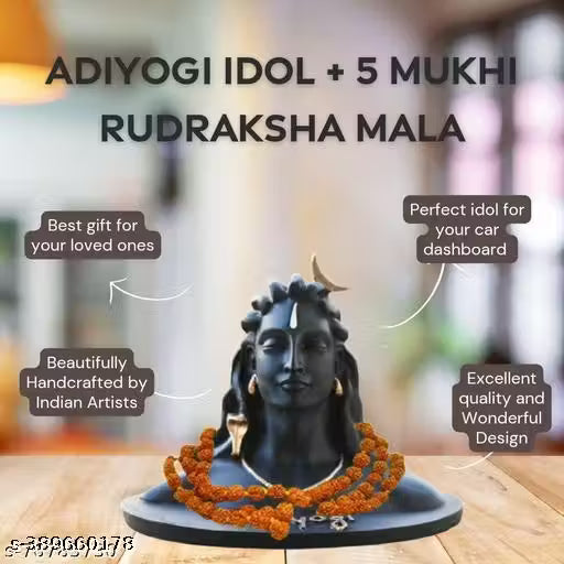 OMAAYA Mahadev Shiva Statue For Car Decorative Showpiece Handcrafted Bholenath Idol for Home or office Adiyogi Murti